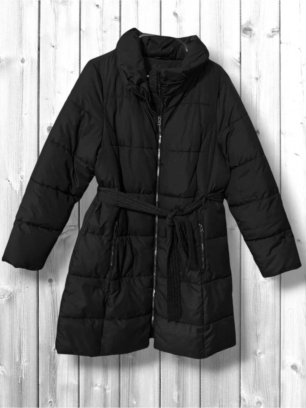 🌼Mossimo Black Belted Puffer Long Coat